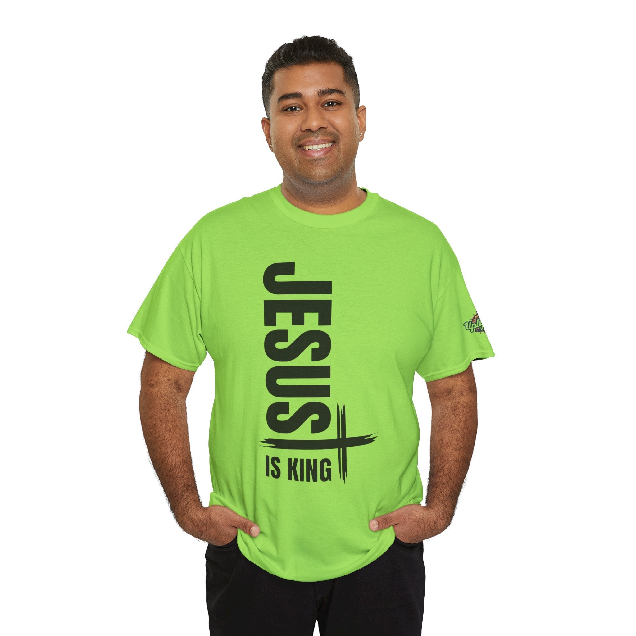 Jesus Is King T-shirt | Modern Typographic Cross Christian T-shirt Printify
