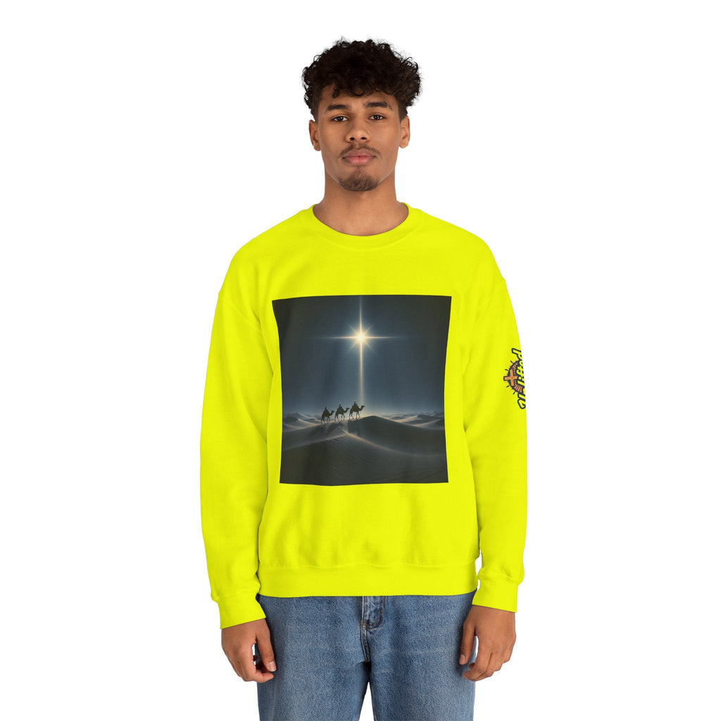 3 Wise Men Sweatshirt – Magi Camels Nativity Journey Christian Christmas Sweatshirt for Epiphany Faith & Holy Night Printify
