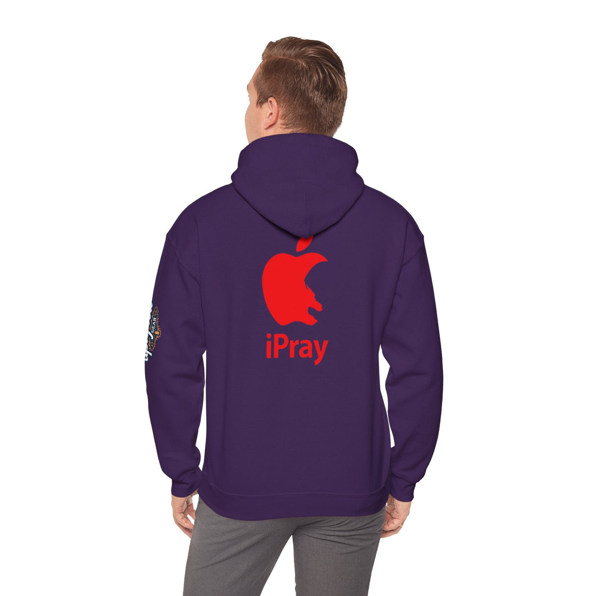 iPray Apple Logo Hoodie — Funny Christian Hoodie (Minimal Red Apple Graphic) Printify