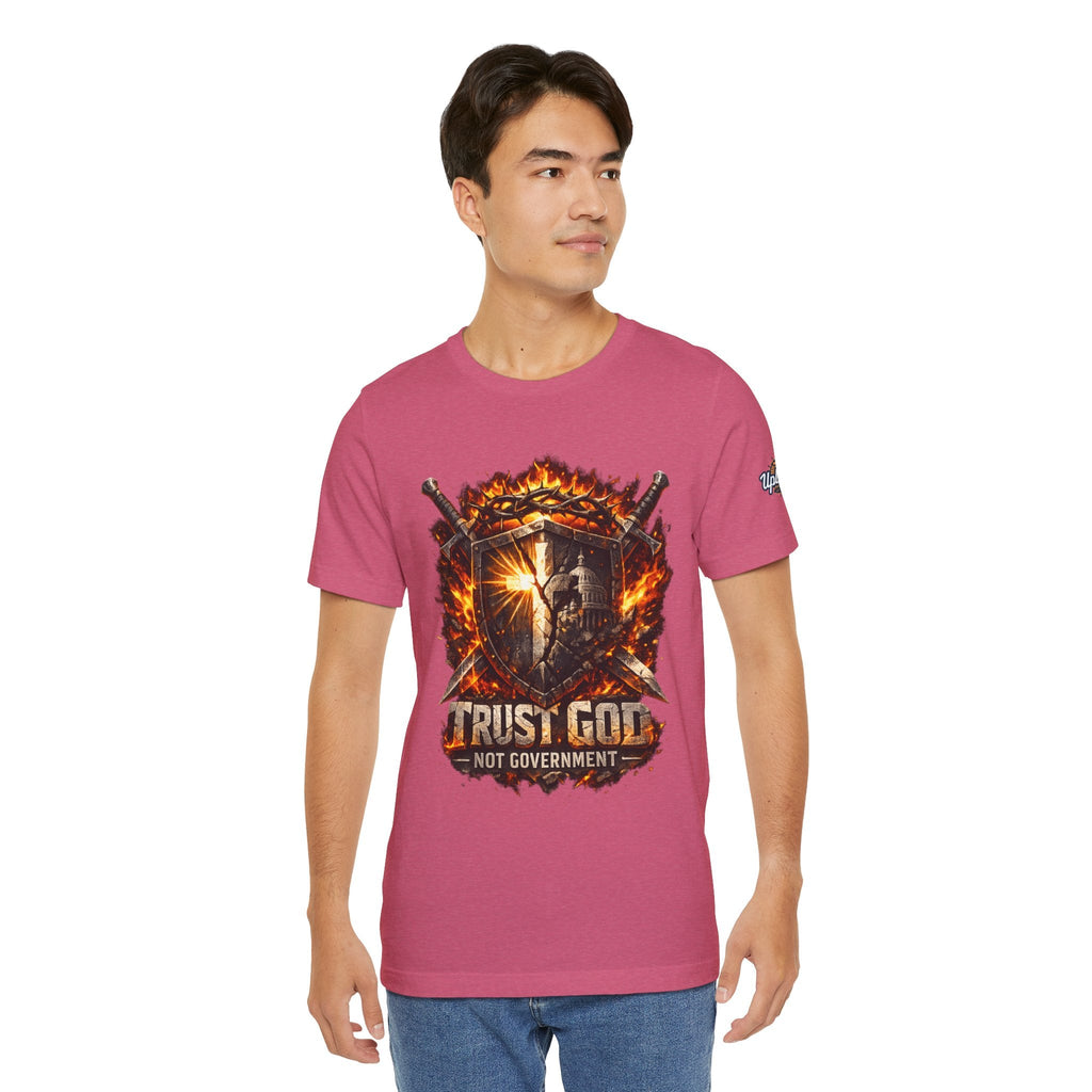Trust God Not Government Shield Tee — Patriotic Christian Faith T-Shirt Printify