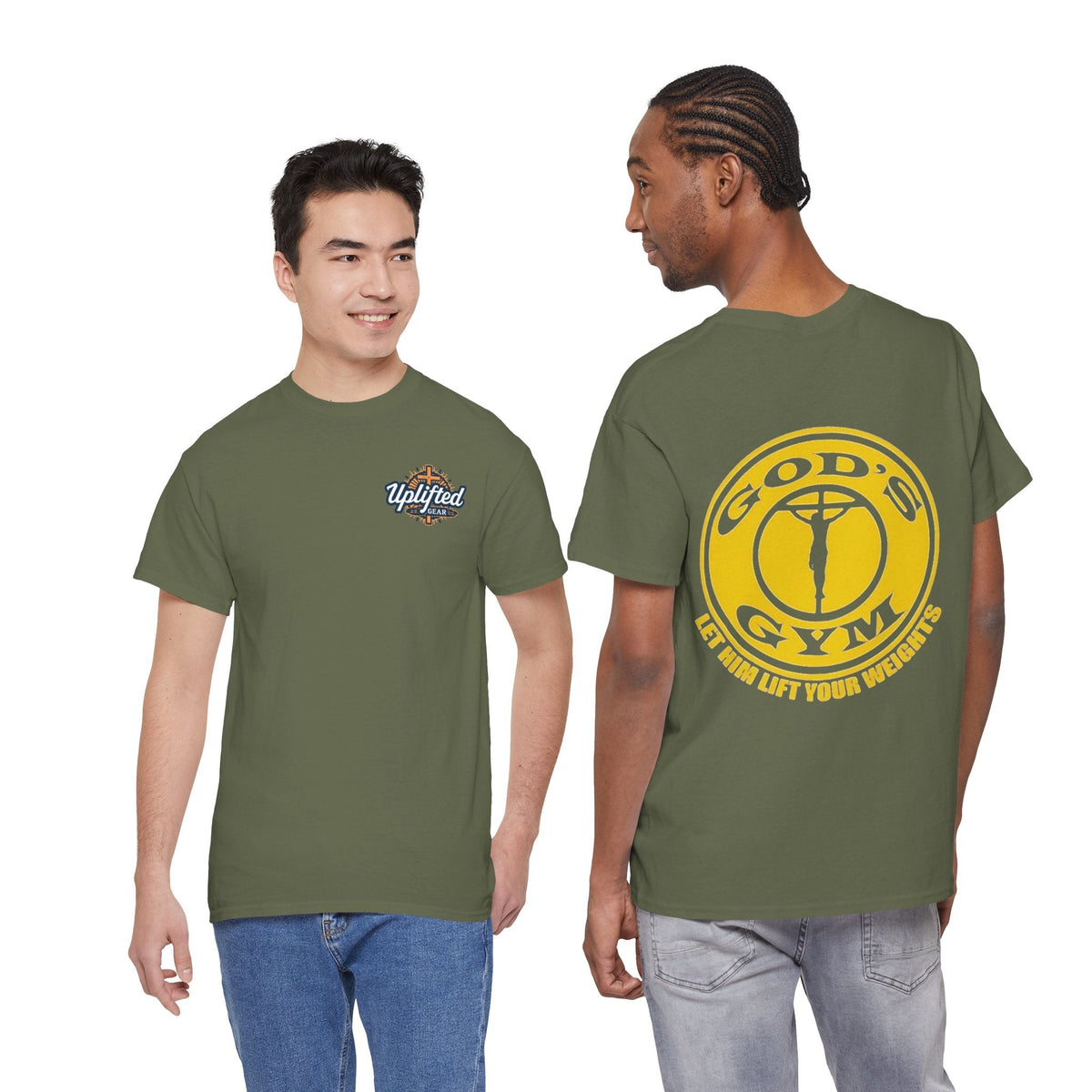 God's Gym T-Shirt — "Let Him Lift Your Weights" Christian Fitness Tee Printify