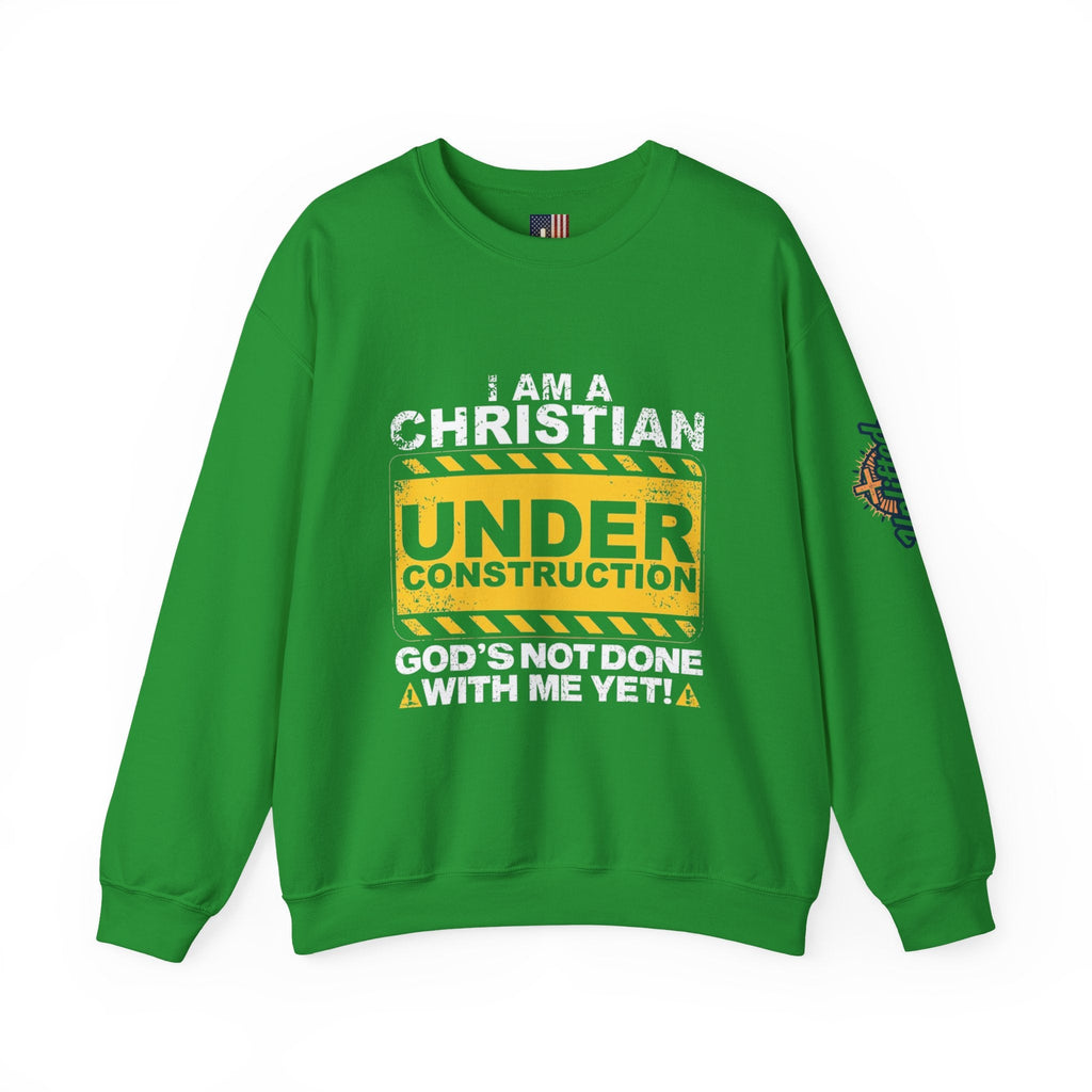 Christian Under Construction Sweatshirt | God Is Not Done With Me Yet Sweatshirt Printify