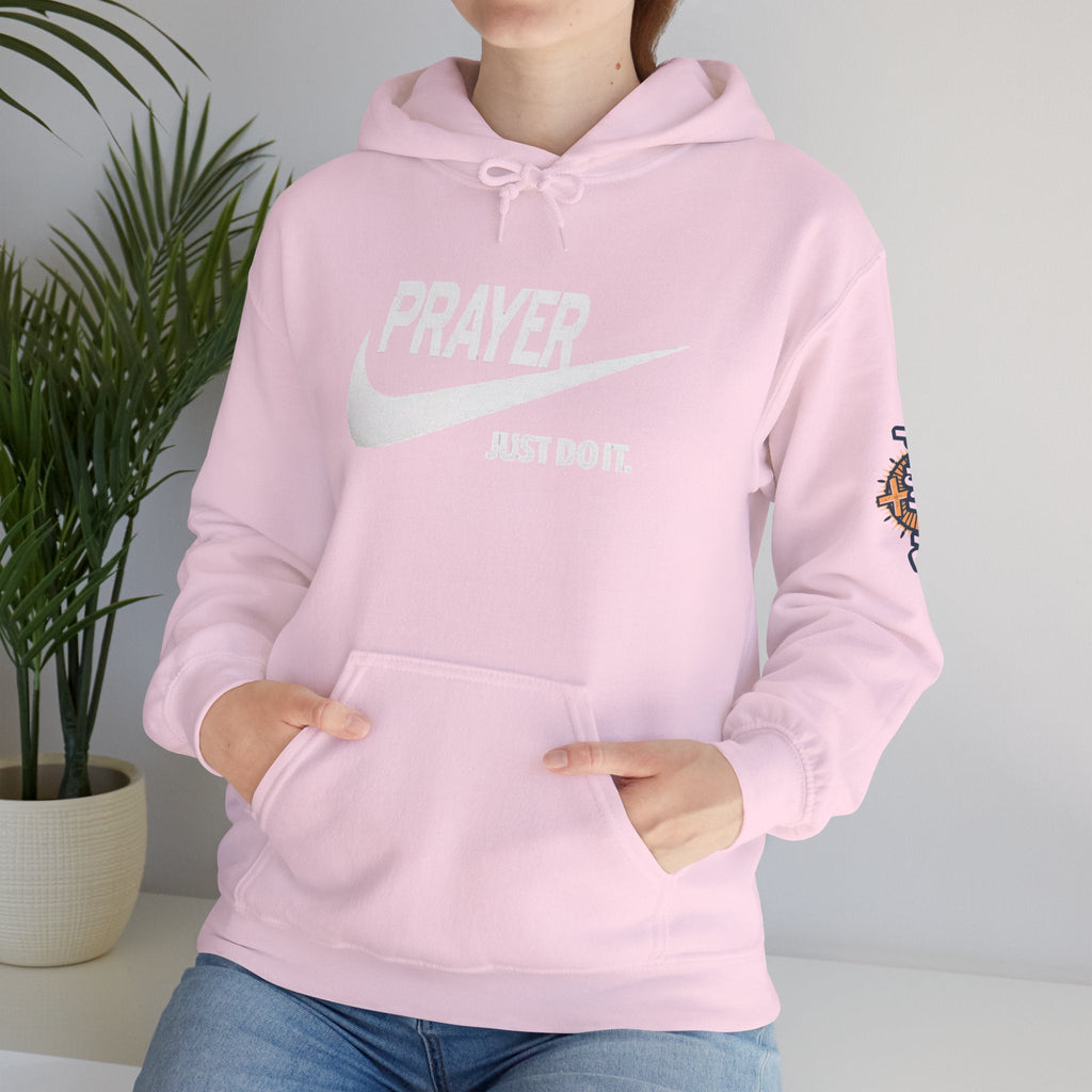 Prayer Just Do It Hoodie - Funny Christian Nike Parody Hoodie - Faith Gear Printify