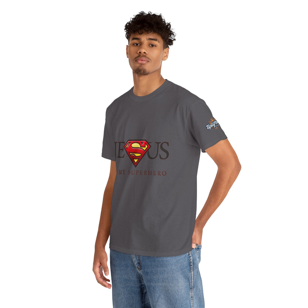 Jesus Is My Superhero T-Shirt — Faith-Based Superman-Inspired Tee Printify