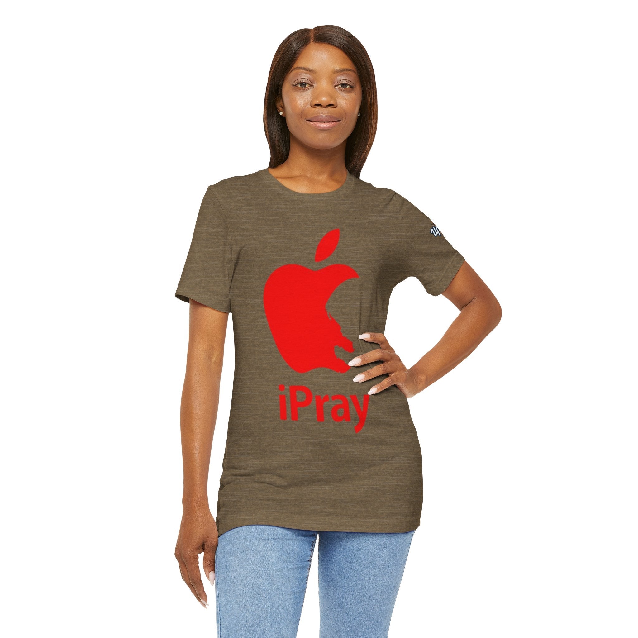 iPray Red Apple Christian T-Shirt — Faith Graphic Tee Printify