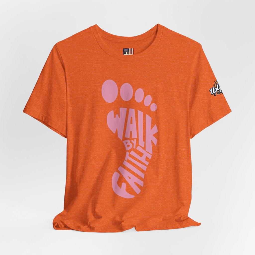 Walk By Faith Footprint T-Shirt Printify
