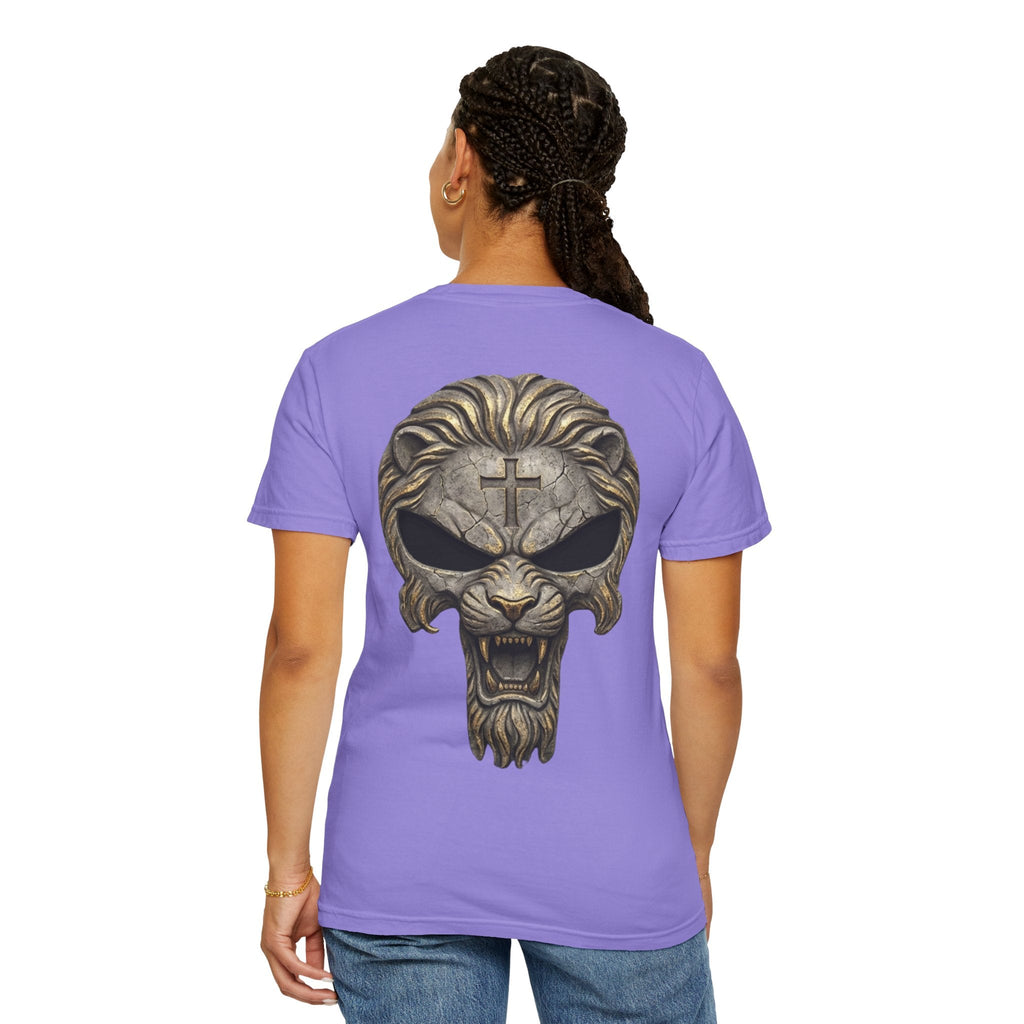 Lion of Judah Skull Christian T-shirt - Warrior Faith Cross T-shirt Printify