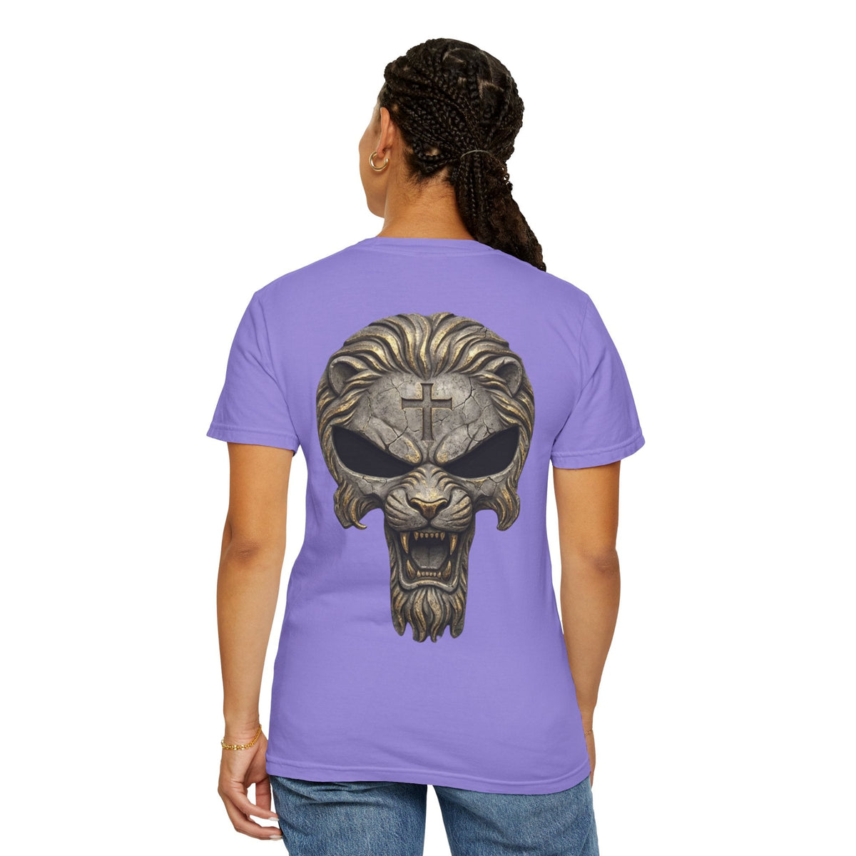 Lion of Judah Skull Christian T-shirt - Warrior Faith Cross T-shirt Printify