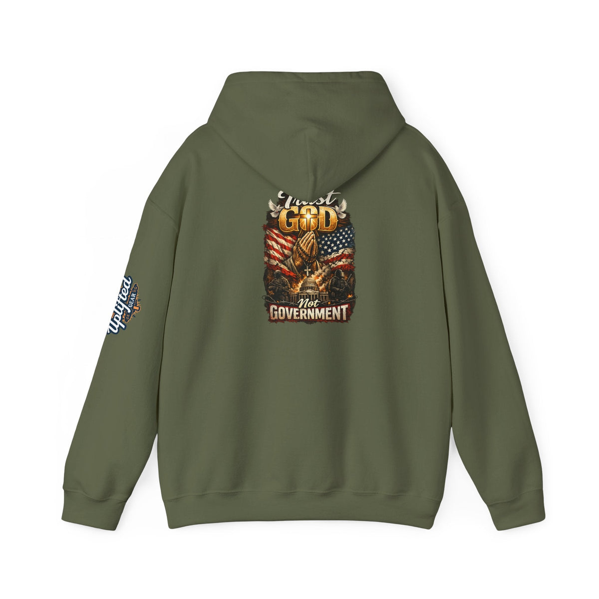 Trust God Not Government Hoodie — Vintage Patriotic Christian Hoodie Printify