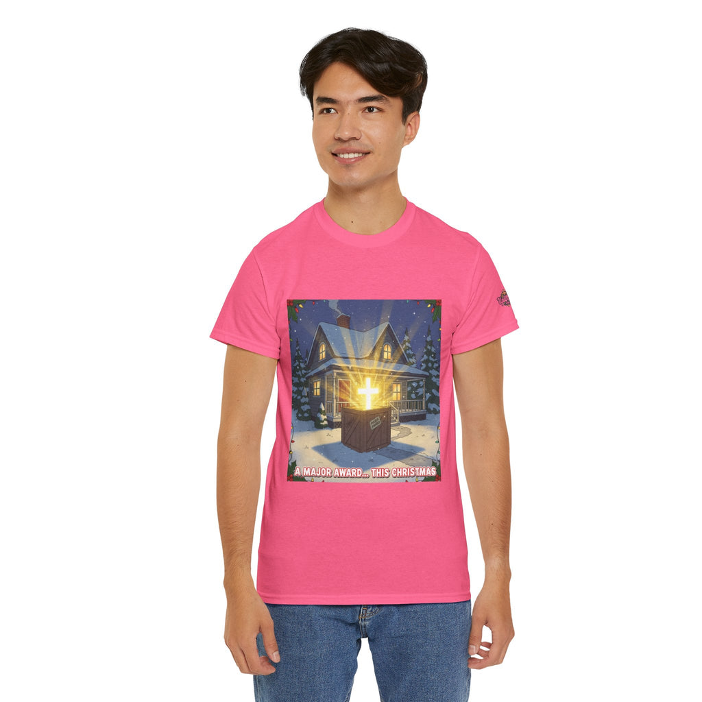A Major Award This Christmas T-shirt – Fragile Leg Lamp Parody Cross Unboxing Christian T-shirt for Hilarious Faith & Holiday Glow Printify