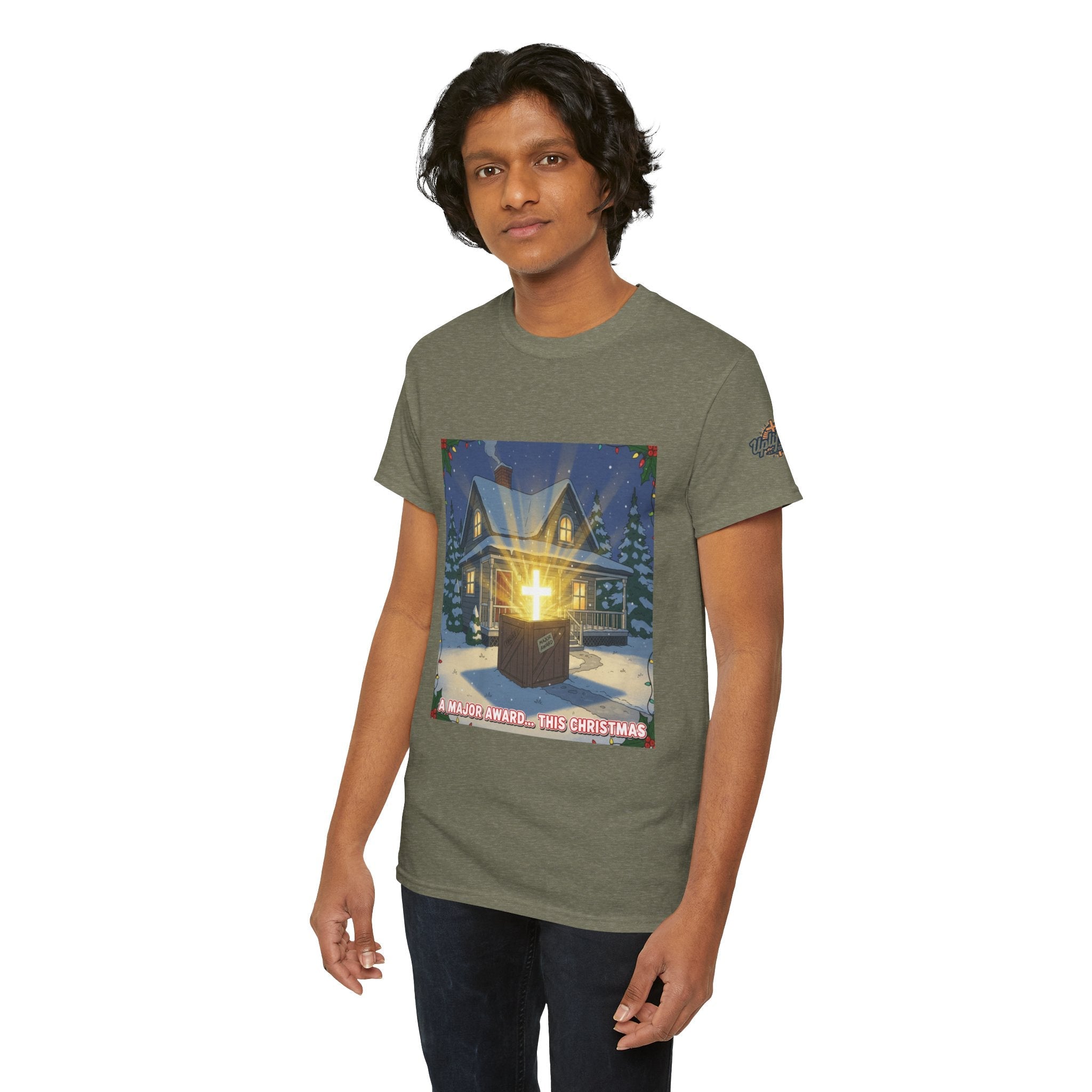 A Major Award This Christmas T-shirt – Fragile Leg Lamp Parody Cross Unboxing Christian T-shirt for Hilarious Faith & Holiday Glow Printify