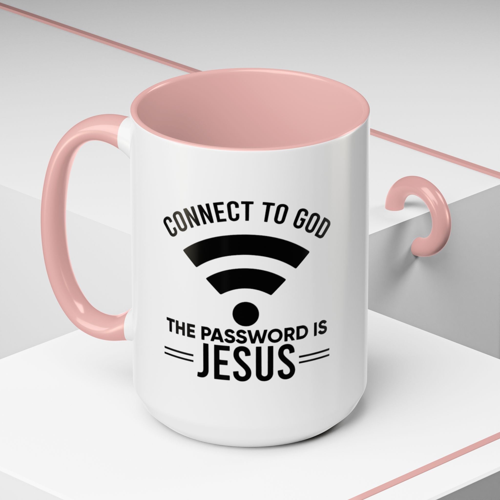 Connect to God Coffee Mug — "WIFI Password is Jesus" Funny Christian Faith Mug Printify