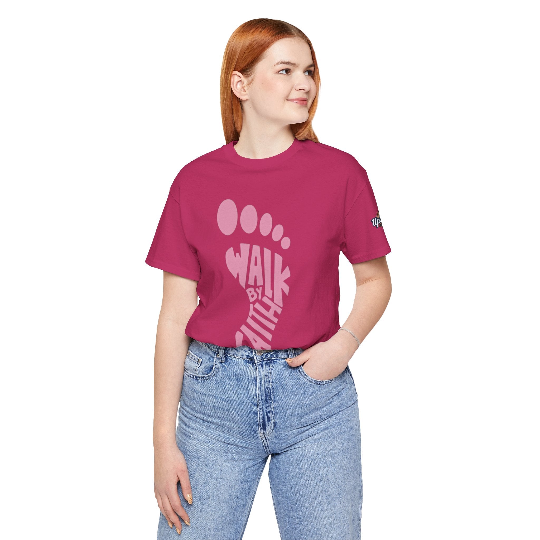 Walk By Faith Footprint T-Shirt Printify