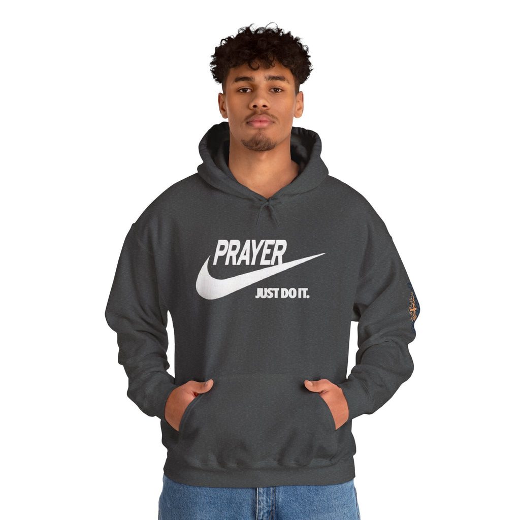 Prayer Just Do It Hoodie - Funny Christian Nike Parody Hoodie - Faith Gear Printify