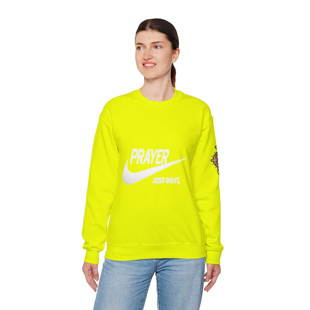 Prayer Just Do It Sweatshirt - Funny Christian Nike Parody Sweatshirt - Faith Gear Printify