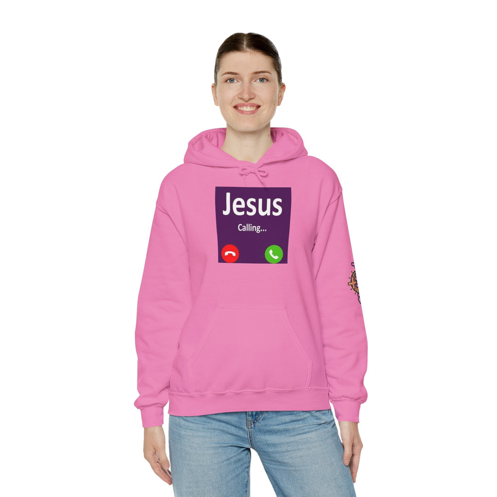 Jesus Calling Hoodie – Funny Cell Phone Screen Christian Sweatshirt for Divine Connection & Faith Humor Printify