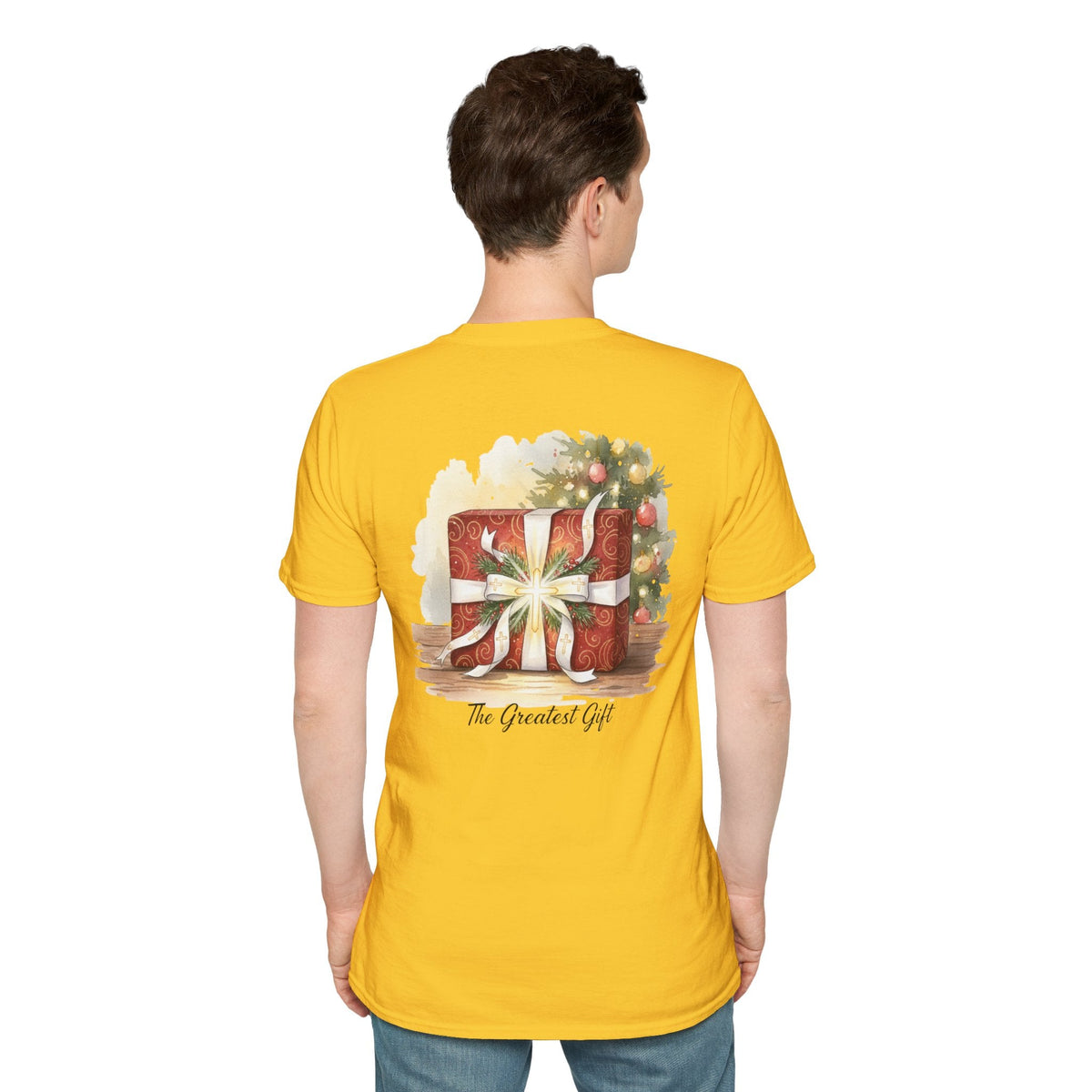 The Greatest Gift T-shirt – Cross Bow Present Christian T-shirt for Christmas Salvation & Eternal Faith Printify
