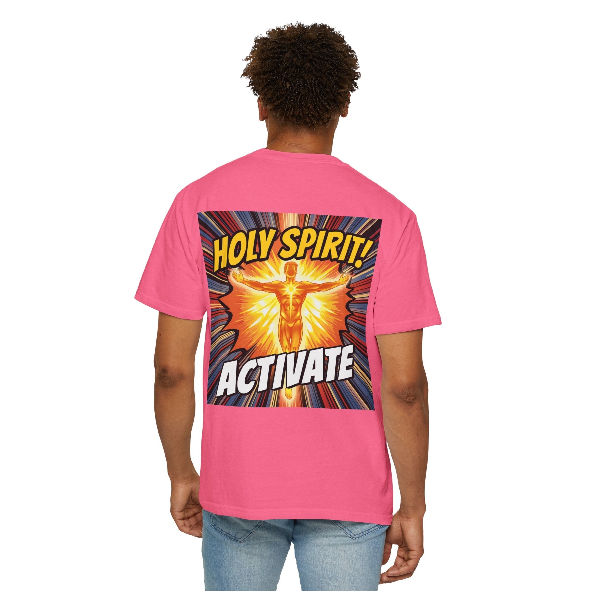 Holy Spirit Activate T-shirt – Superhero Christian T-shirt with Vibrant Power-Up Design for Faith-Fueled Boldness Printify