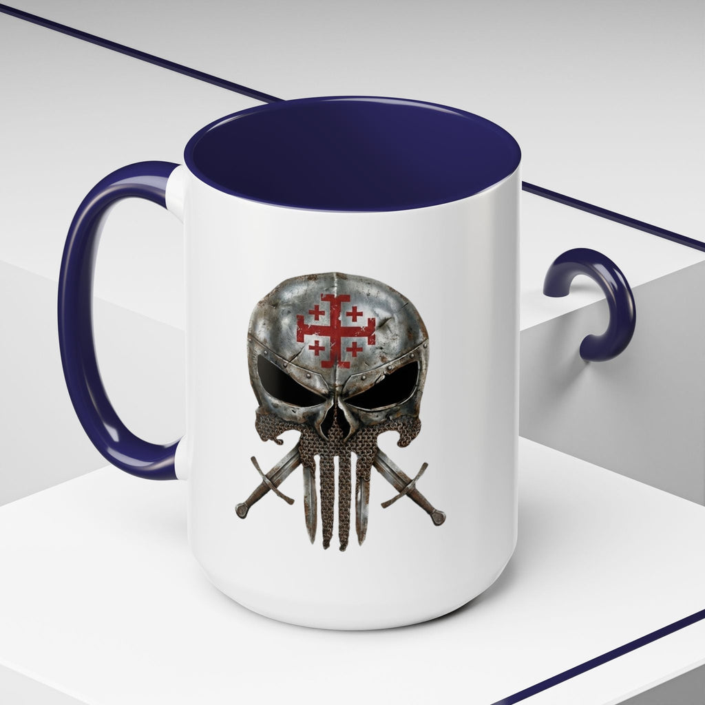 Crusader Knight Coffee Mug — 'Armor of God' Christian Skull 11/15oz Accent Mug Printify