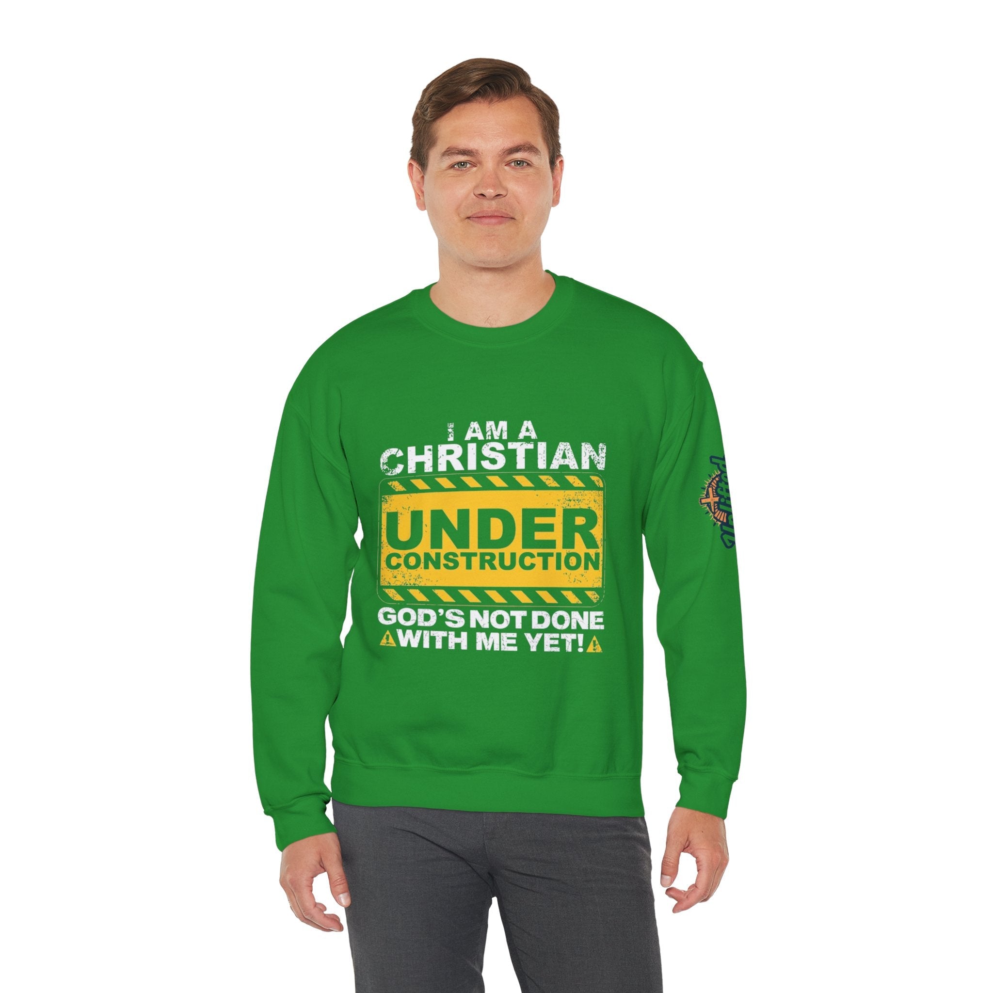 Christian Under Construction Sweatshirt | God Is Not Done With Me Yet Sweatshirt Printify