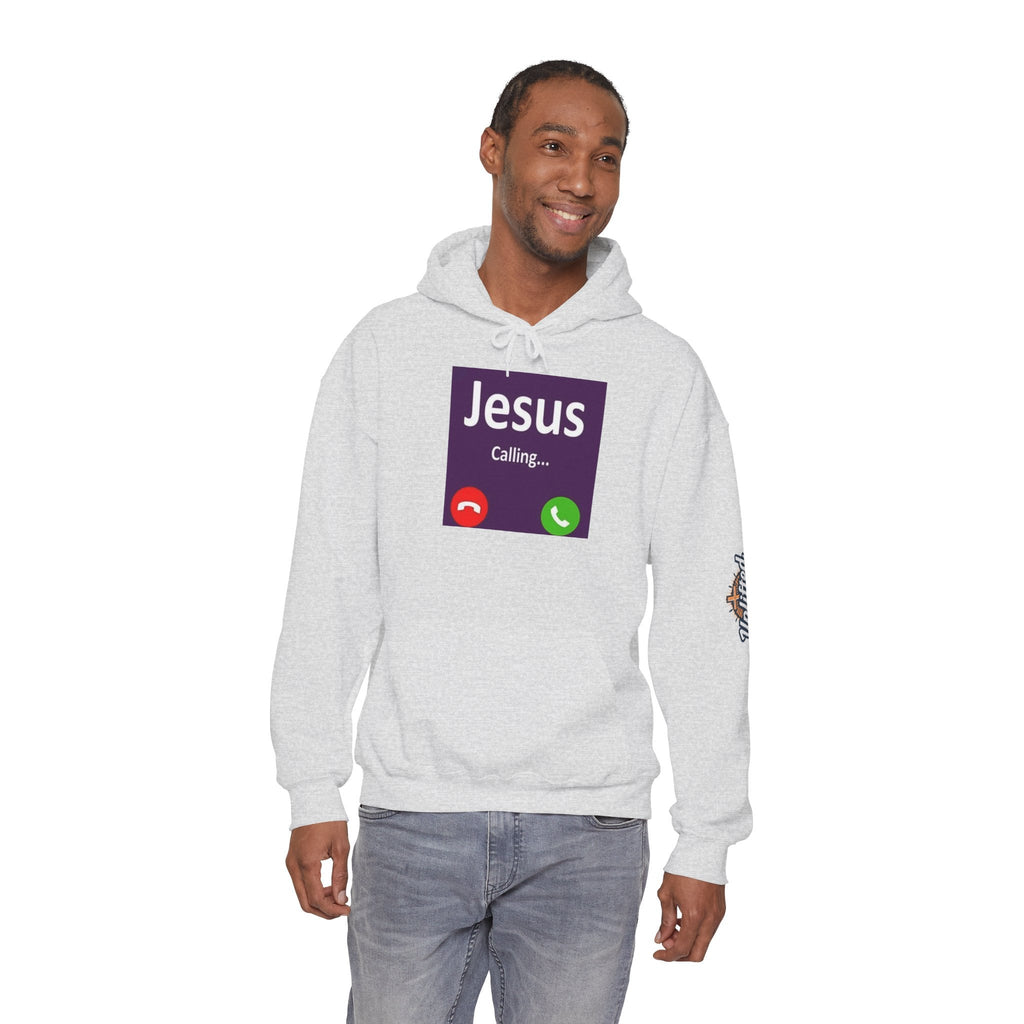 Jesus Calling Hoodie – Funny Cell Phone Screen Christian Sweatshirt for Divine Connection & Faith Humor Printify