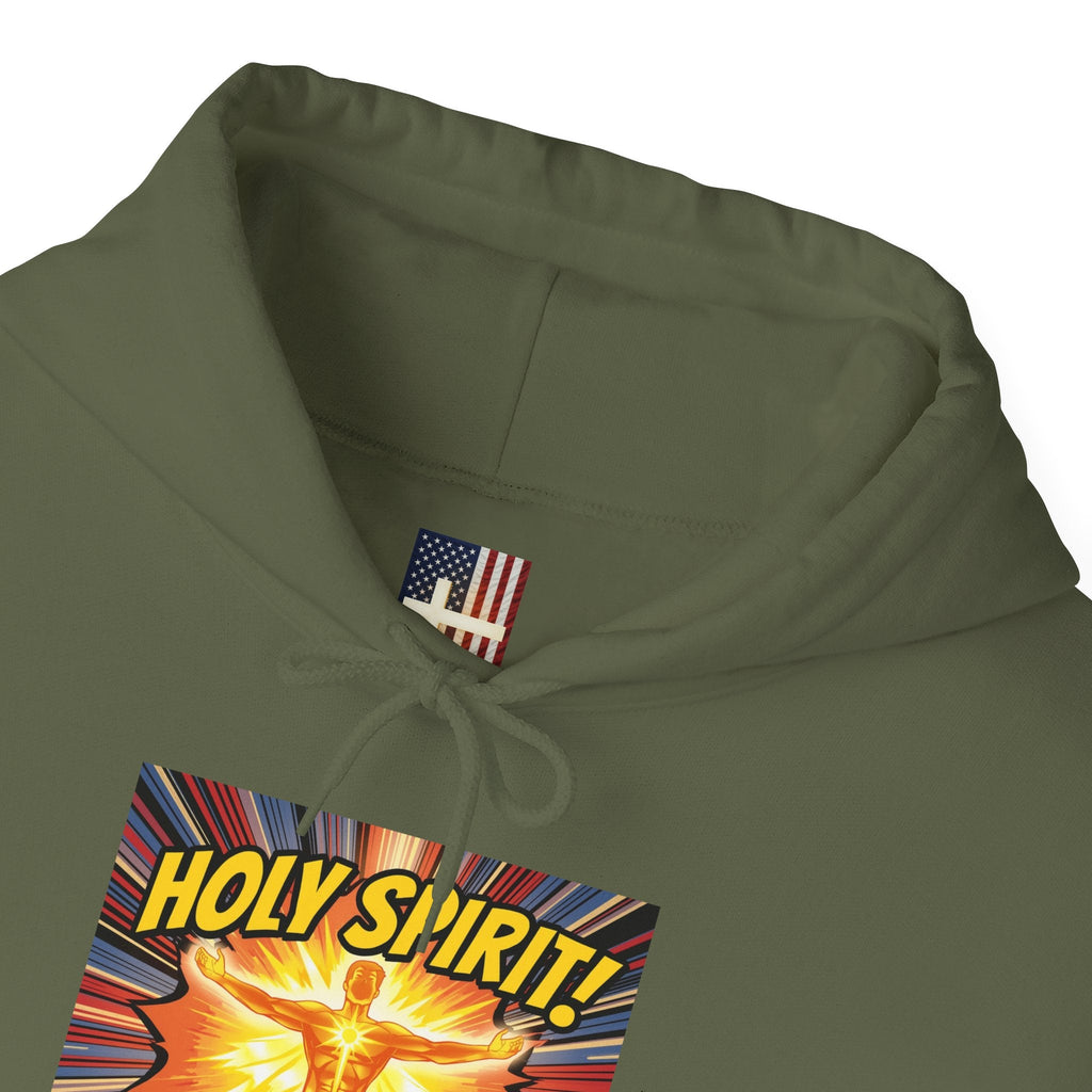 Holy Spirit Activate Hoodie – Superhero Christian Sweatshirt with Vibrant Power-Up Design for Faith-Fueled Boldness Printify