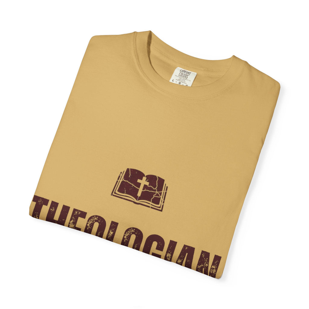 Theologian in Training T-Shirt – Open Bible & Cross Christian Tee for Faithful Learners Printify