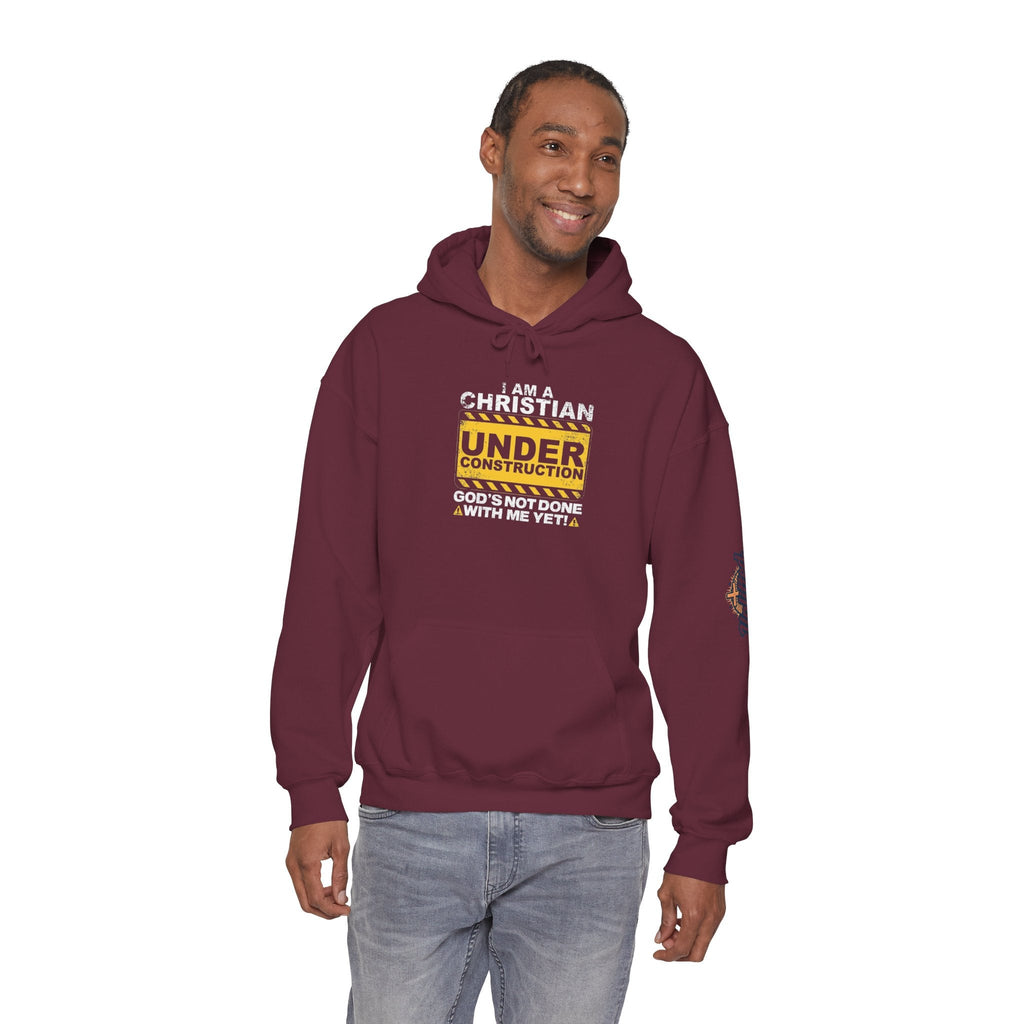 Christian Under Construction Hoodie | God Is Not Done With Me Yet Hoodie Printify