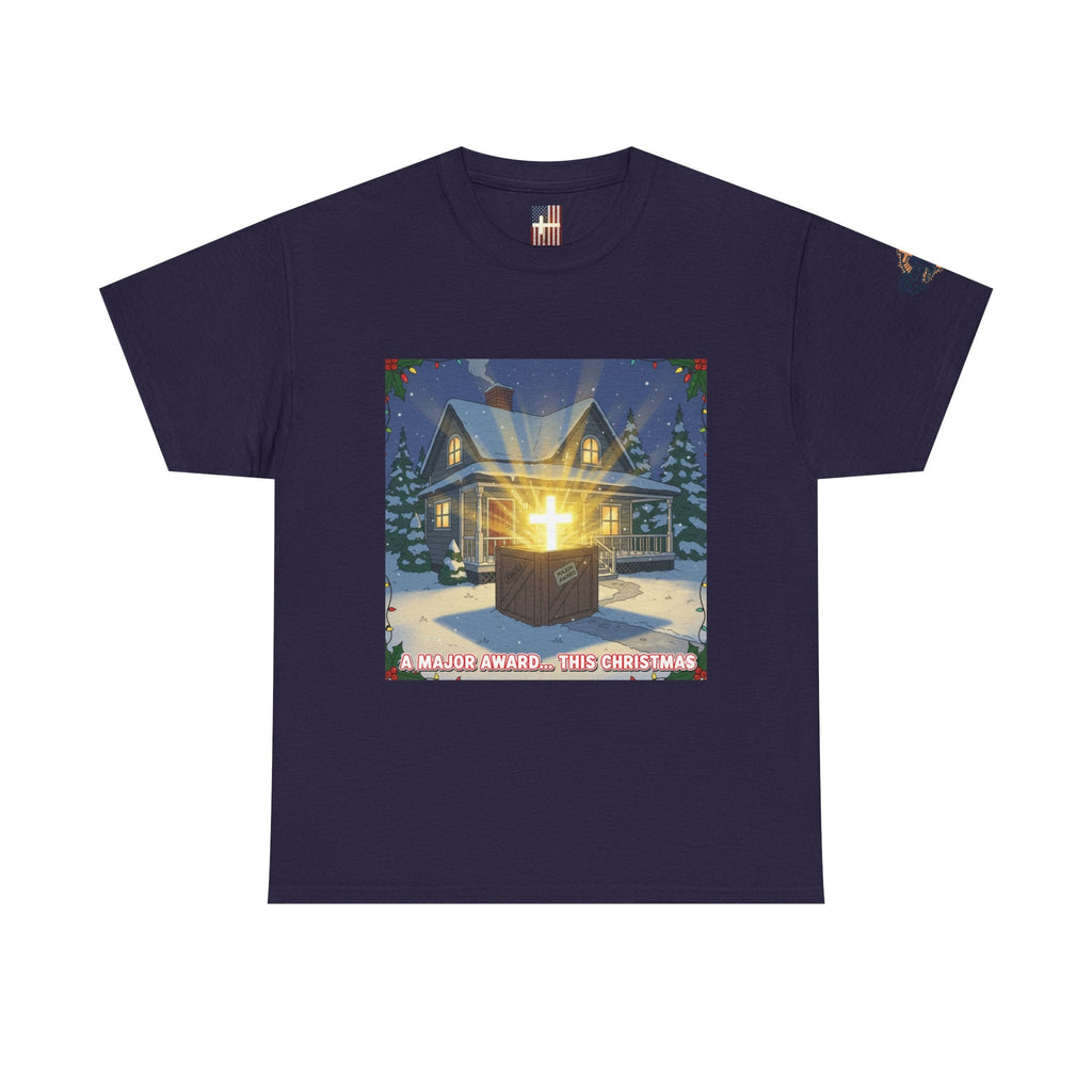 A Major Award This Christmas T-shirt – Fragile Leg Lamp Parody Cross Unboxing Christian T-shirt for Hilarious Faith & Holiday Glow Printify