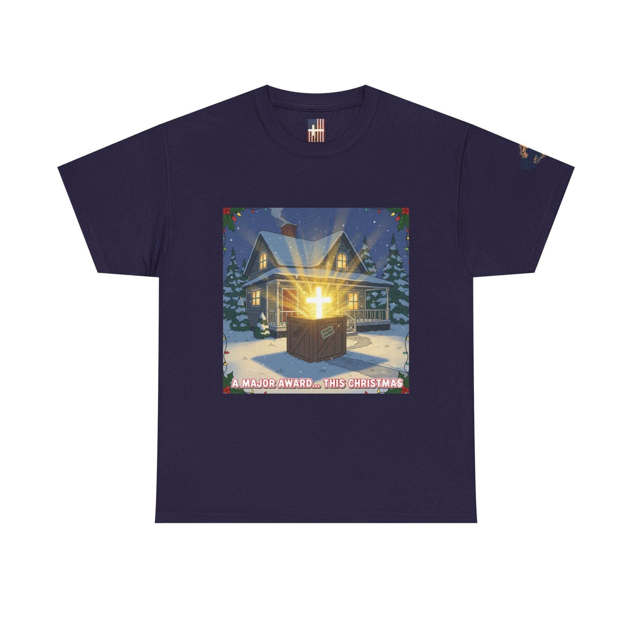 A Major Award This Christmas T-shirt – Fragile Leg Lamp Parody Cross Unboxing Christian T-shirt for Hilarious Faith & Holiday Glow Printify