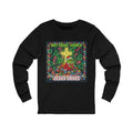 🎄 Not Today, Grinch – Jesus Saves | Funny Christian Christmas Long Sleeve Shirt | Festive Green & Red Cartoon Style | Bold Faith Holiday Tee by Uplifted Gear Printify