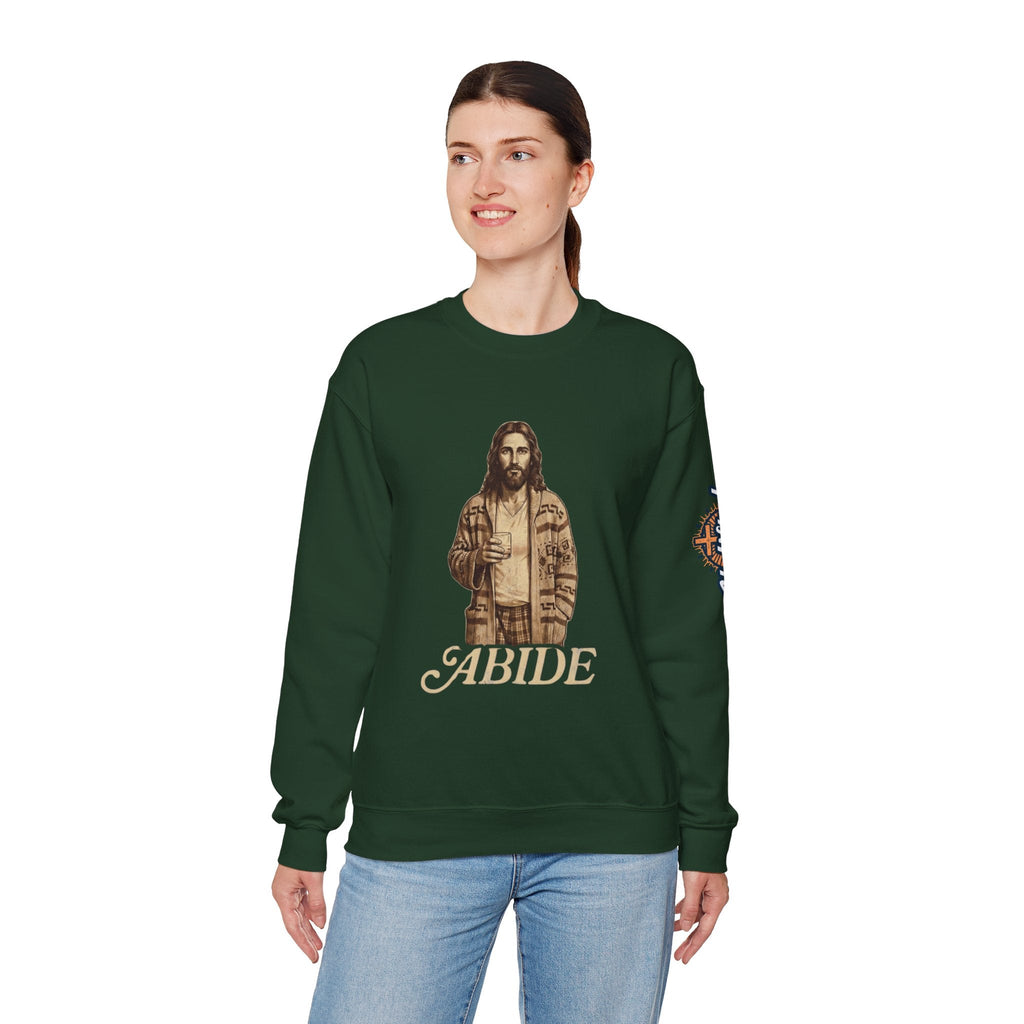 Abide Jesus Sweatshirt — Vintage 'The Dude' Religious Graphic Sweatshirt Printify