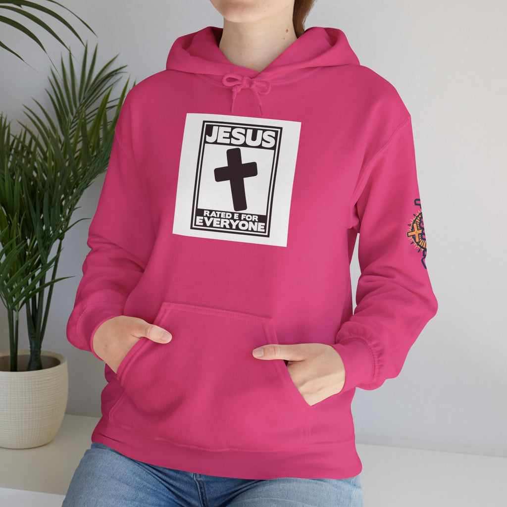 Jesus, Rated E for Everyone Hoodie - Gamer Faith Hoodie - Christian Video Game Parody Printify