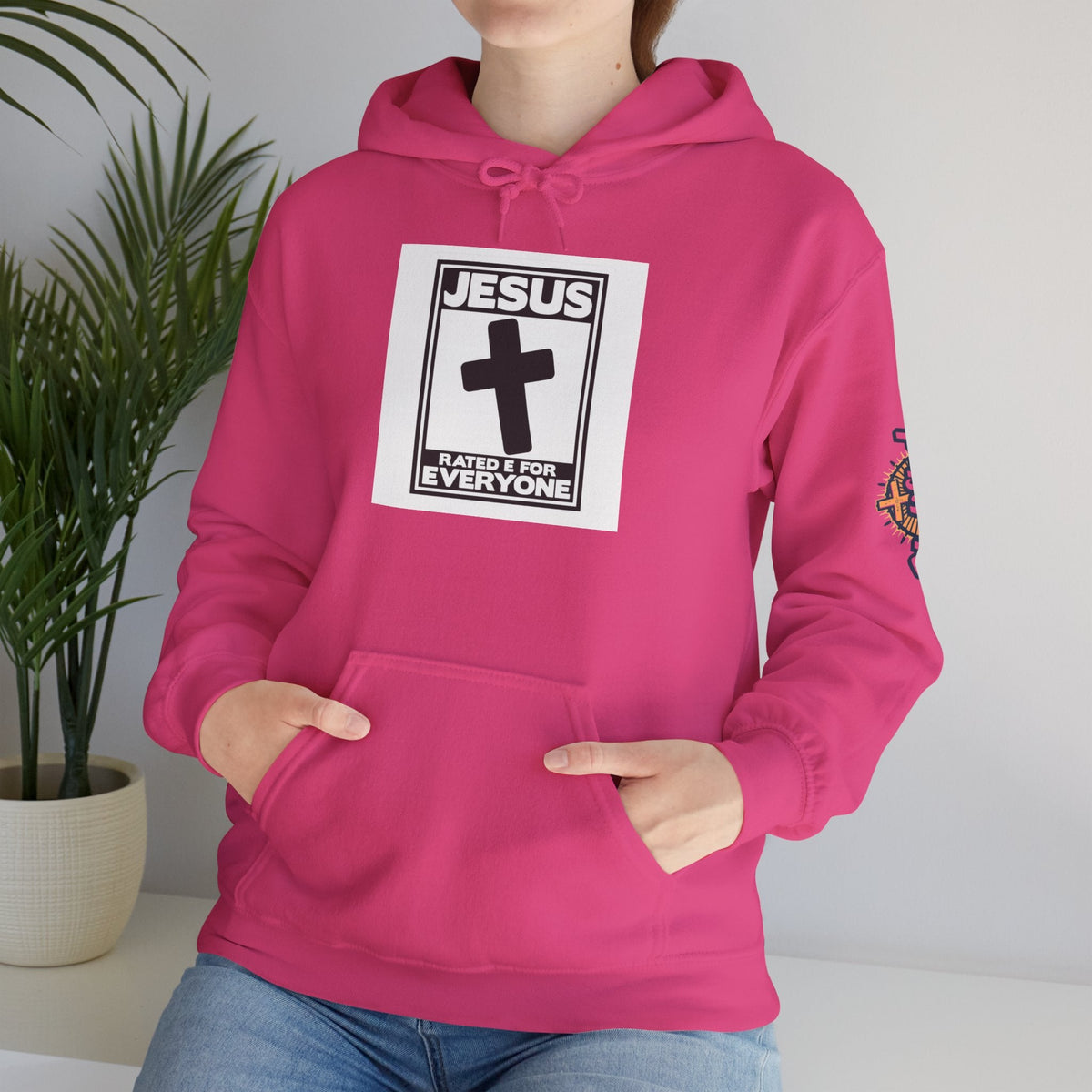 Jesus, Rated E for Everyone Hoodie - Gamer Faith Hoodie - Christian Video Game Parody Printify