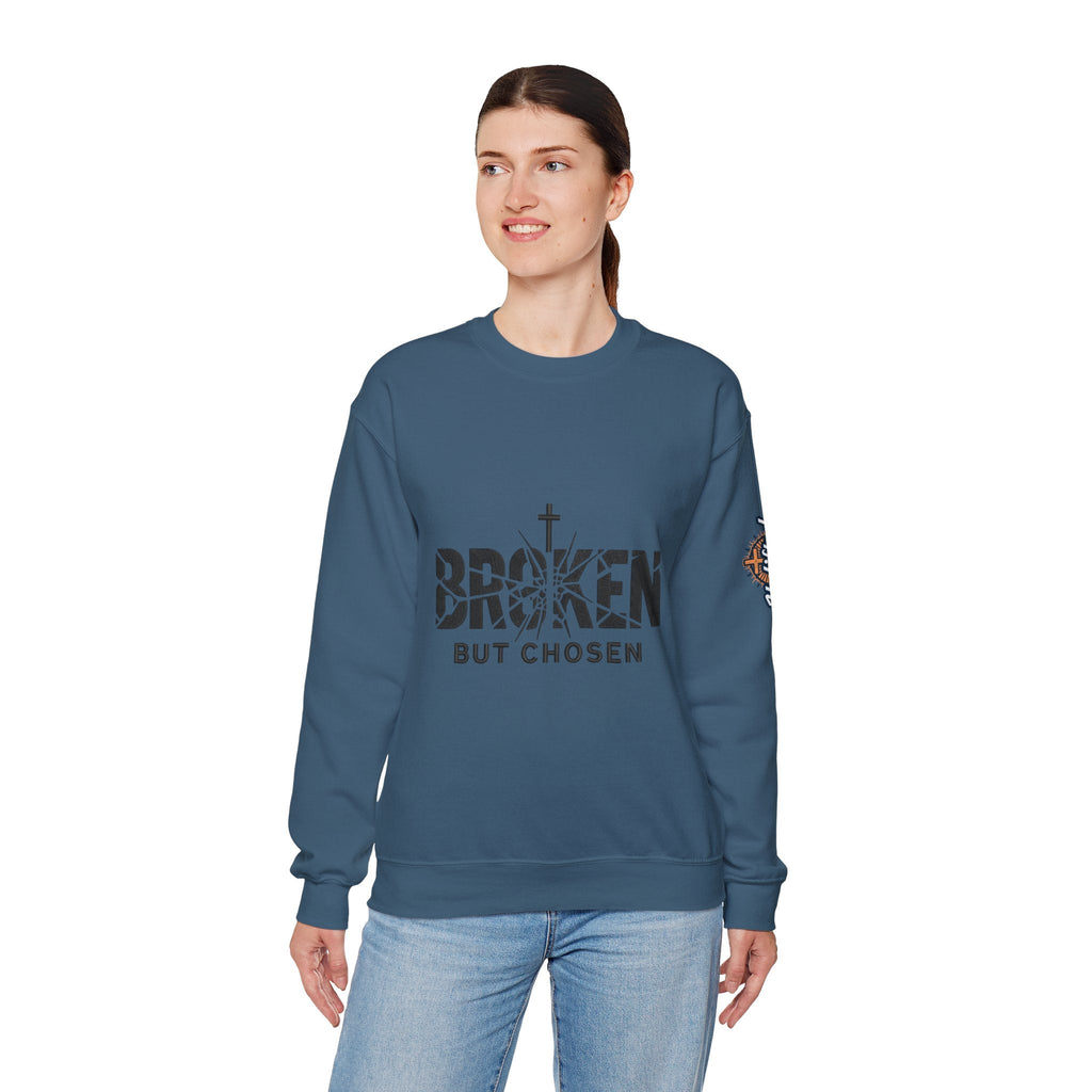 Broken But Chosen Crewneck Sweatshirt Printify