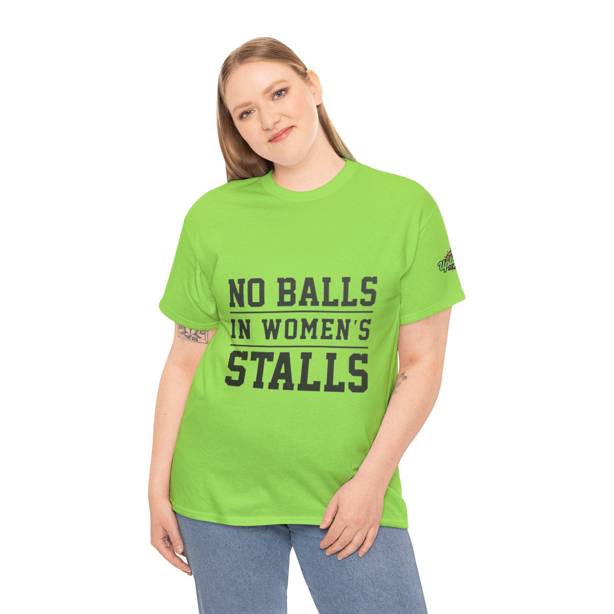 No Balls in Women's Stalls Retro Protest T-Shirt Printify