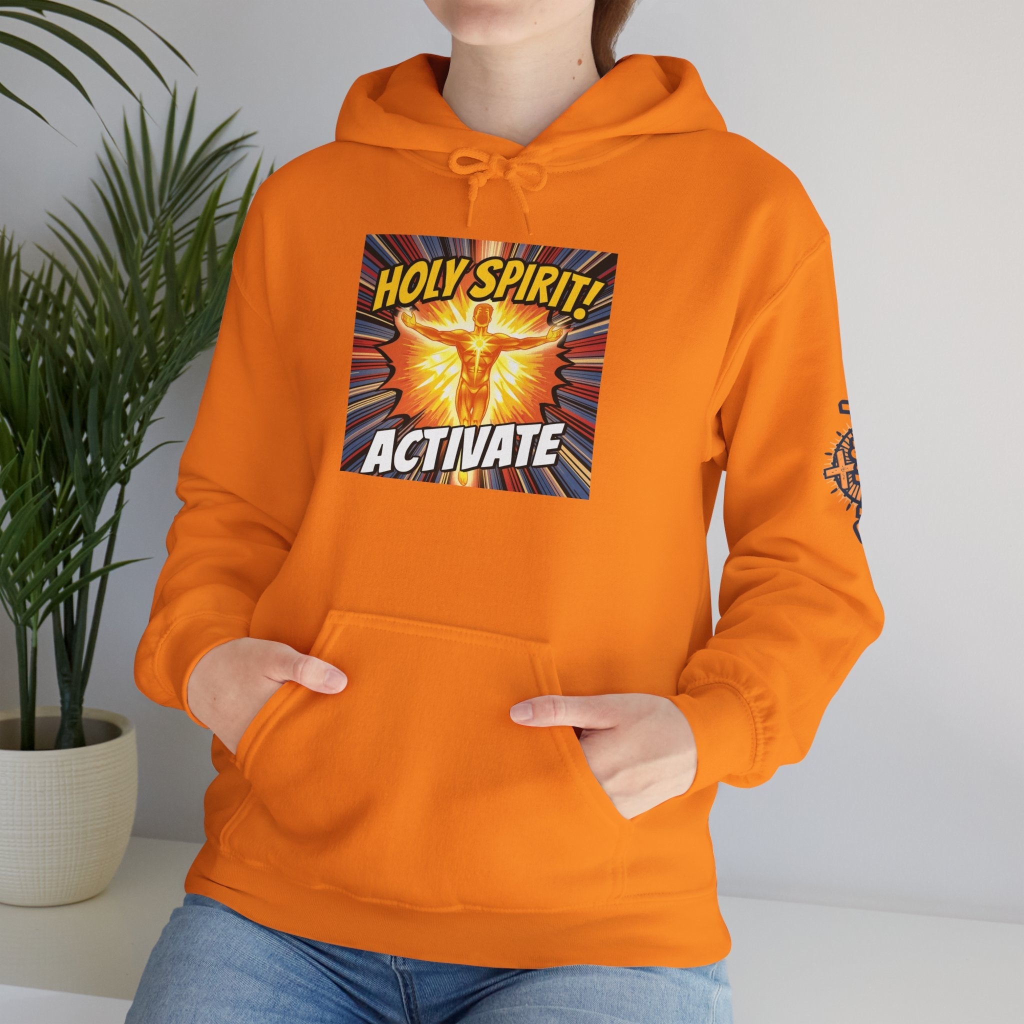 Holy Spirit Activate Hoodie – Superhero Christian Sweatshirt with Vibrant Power-Up Design for Faith-Fueled Boldness Printify