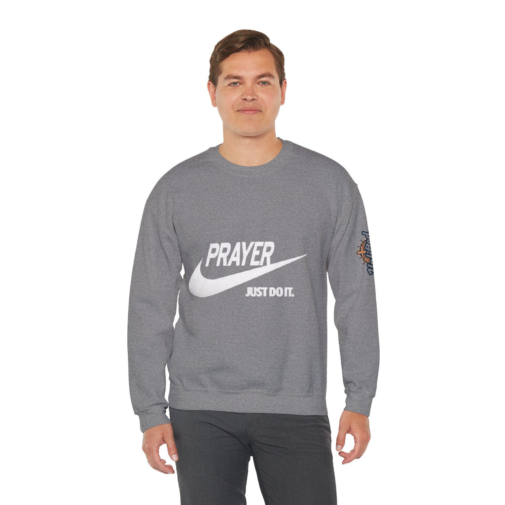 Prayer Just Do It Sweatshirt - Funny Christian Nike Parody Sweatshirt - Faith Gear Printify