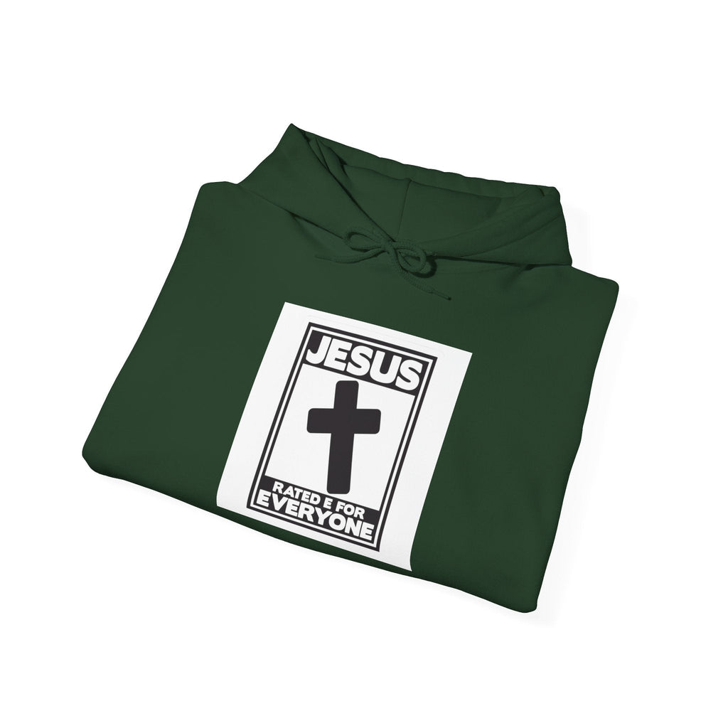 Jesus, Rated E for Everyone Hoodie - Gamer Faith Hoodie - Christian Video Game Parody Printify