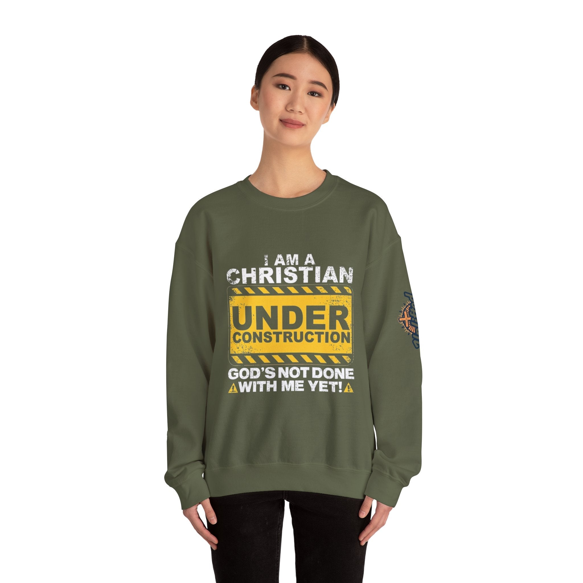 Christian Under Construction Sweatshirt | God Is Not Done With Me Yet Sweatshirt Printify