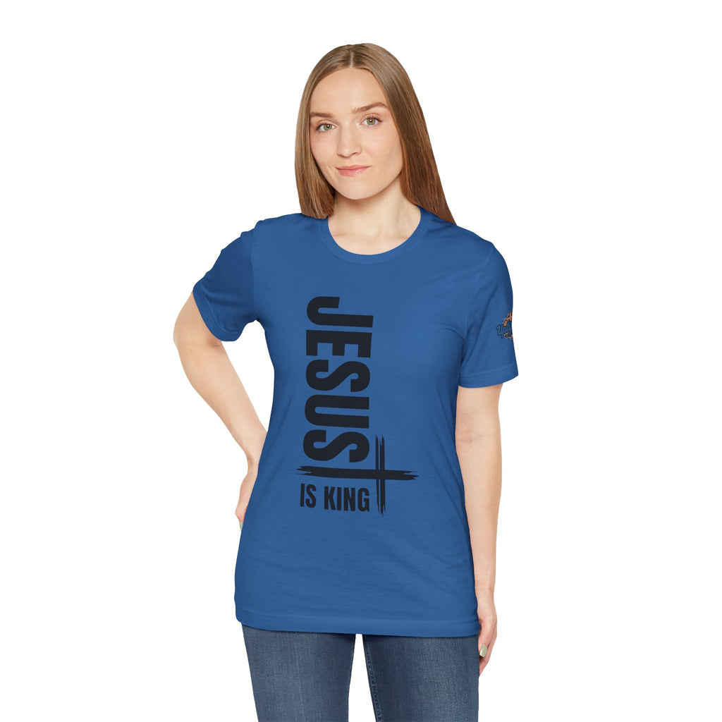 Jesus Is King T-shirt | Modern Typographic Cross Christian T-shirt Printify