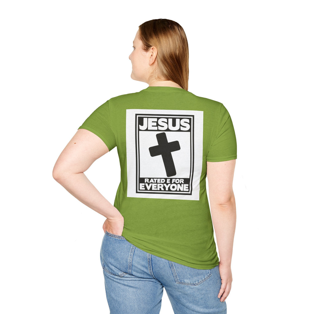 Jesus, Rated E for Everyone T-shirt - Gamer Faith T-shirt - Christian Video Game Parody Printify