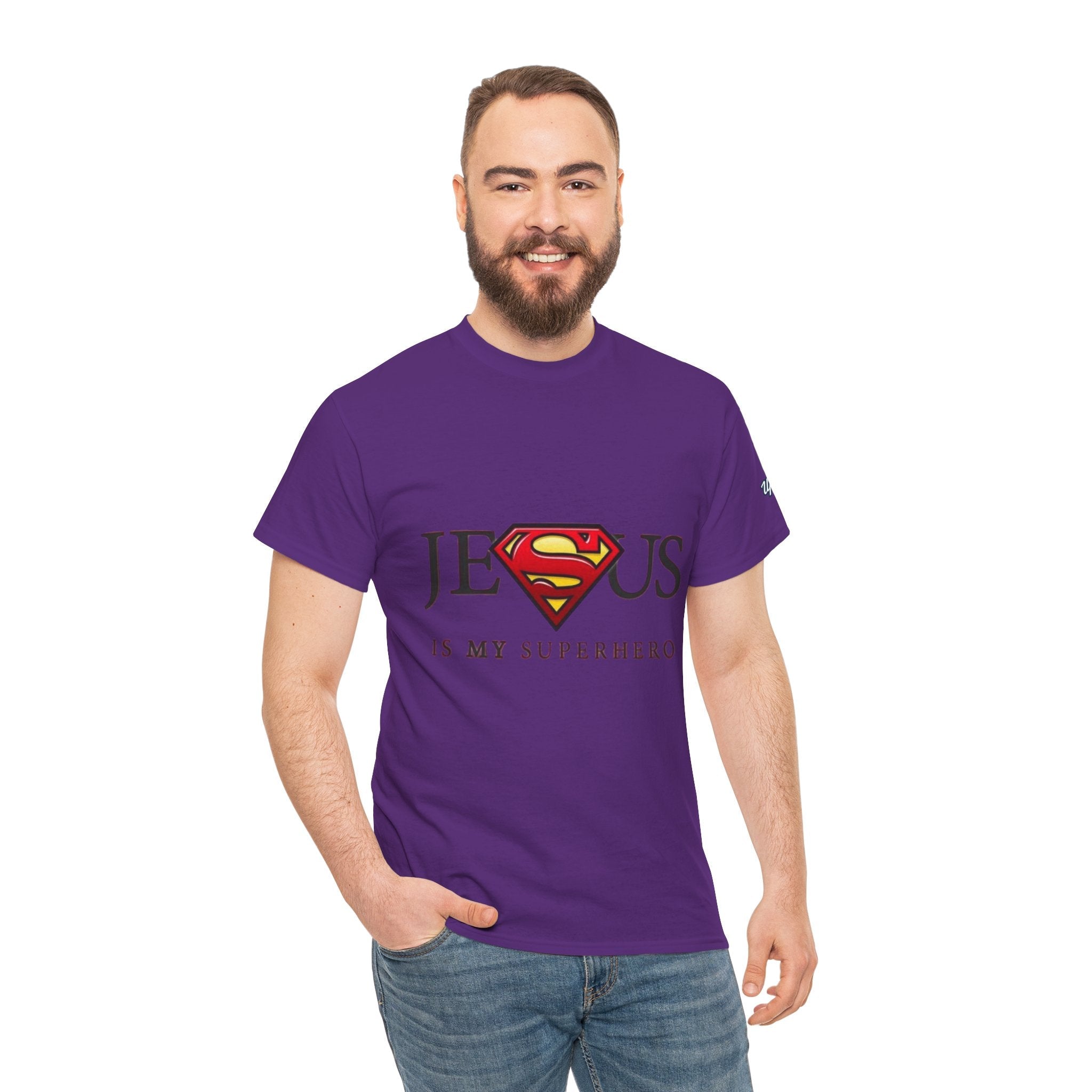 Jesus Is My Superhero T-Shirt — Faith-Based Superman-Inspired Tee Printify