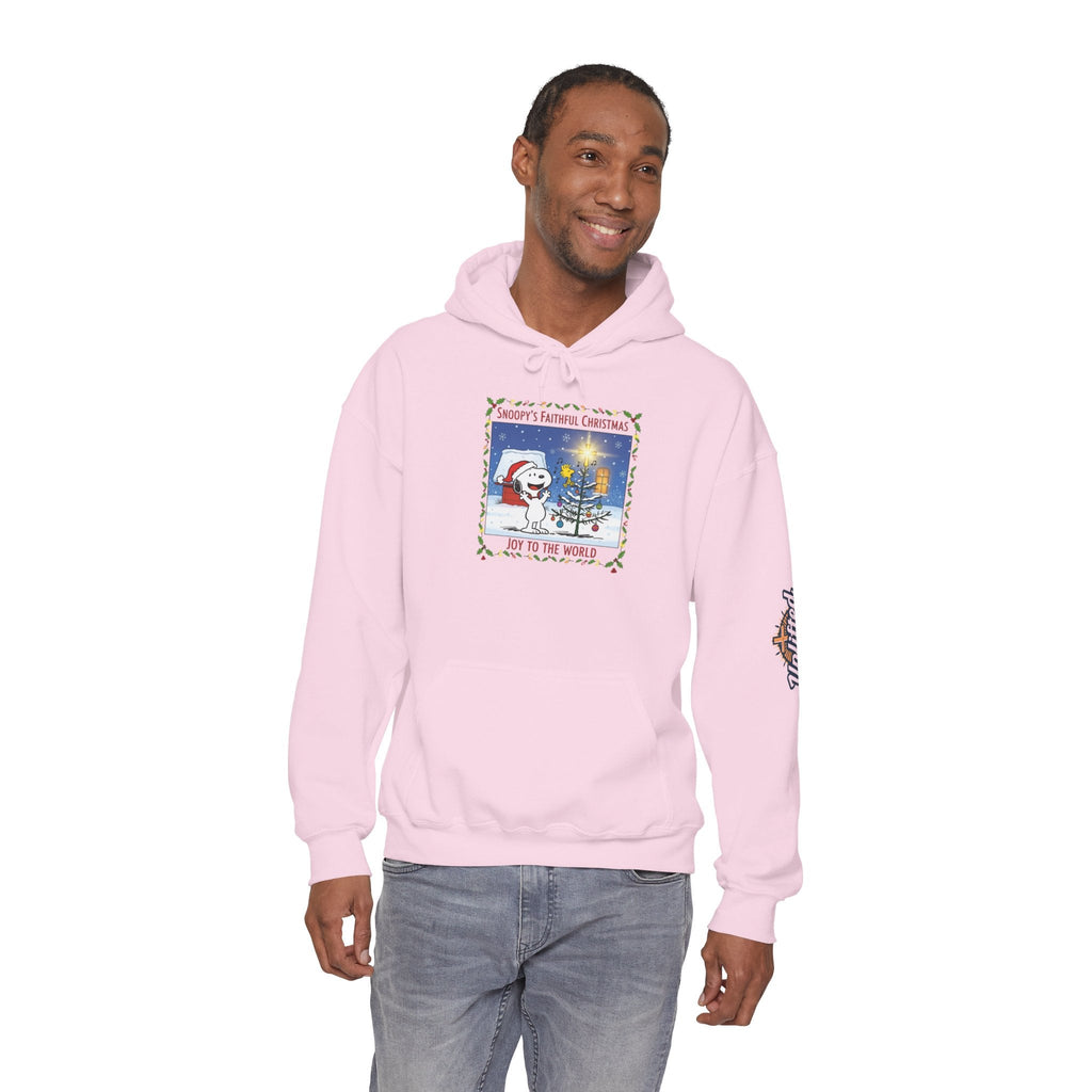 🎄 Faithful Christmas Friends – Christian Holiday Hoodie | Festive Tree & Cartoon Duo | Heartwarming Christmas Tee by Uplifted Gear Printify