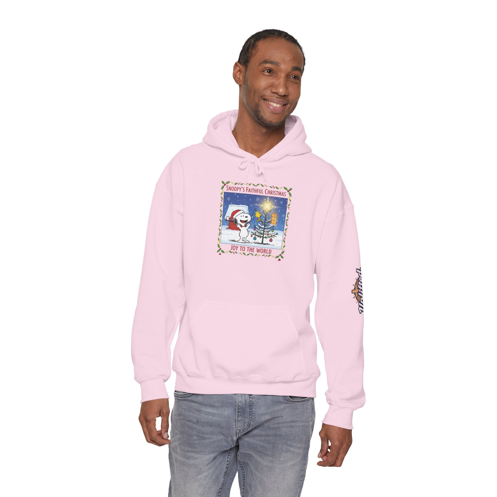 🎄 Faithful Christmas Friends – Christian Holiday Hoodie | Festive Tree & Cartoon Duo | Heartwarming Christmas Tee by Uplifted Gear Printify