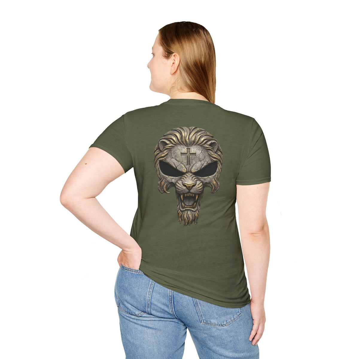 Lion of Judah Skull Christian T-shirt - Warrior Faith Cross T-shirt Printify