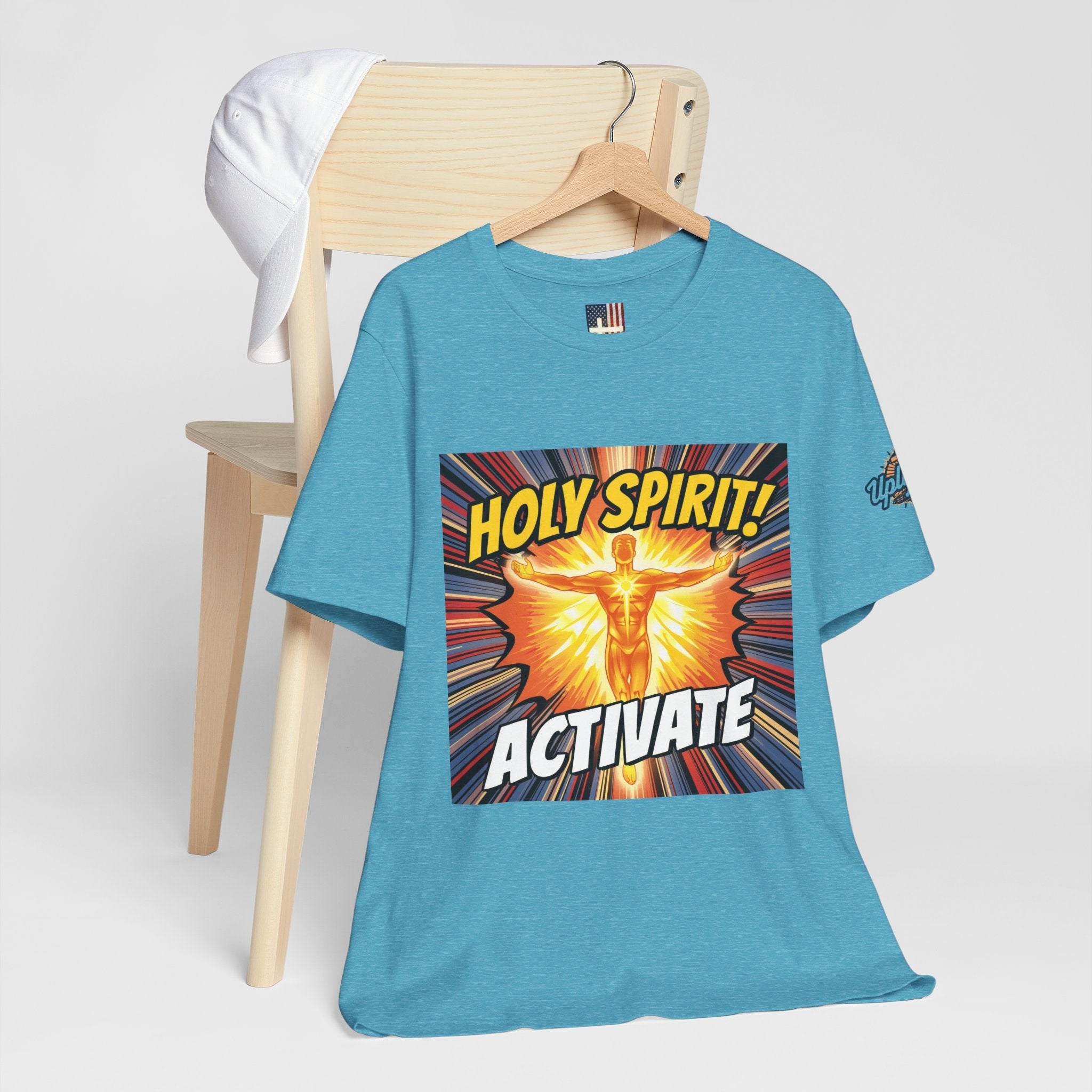 Holy Spirit Activate T-shirt – Superhero Christian T-shirt with Vibrant Power-Up Design for Faith-Fueled Boldness Printify
