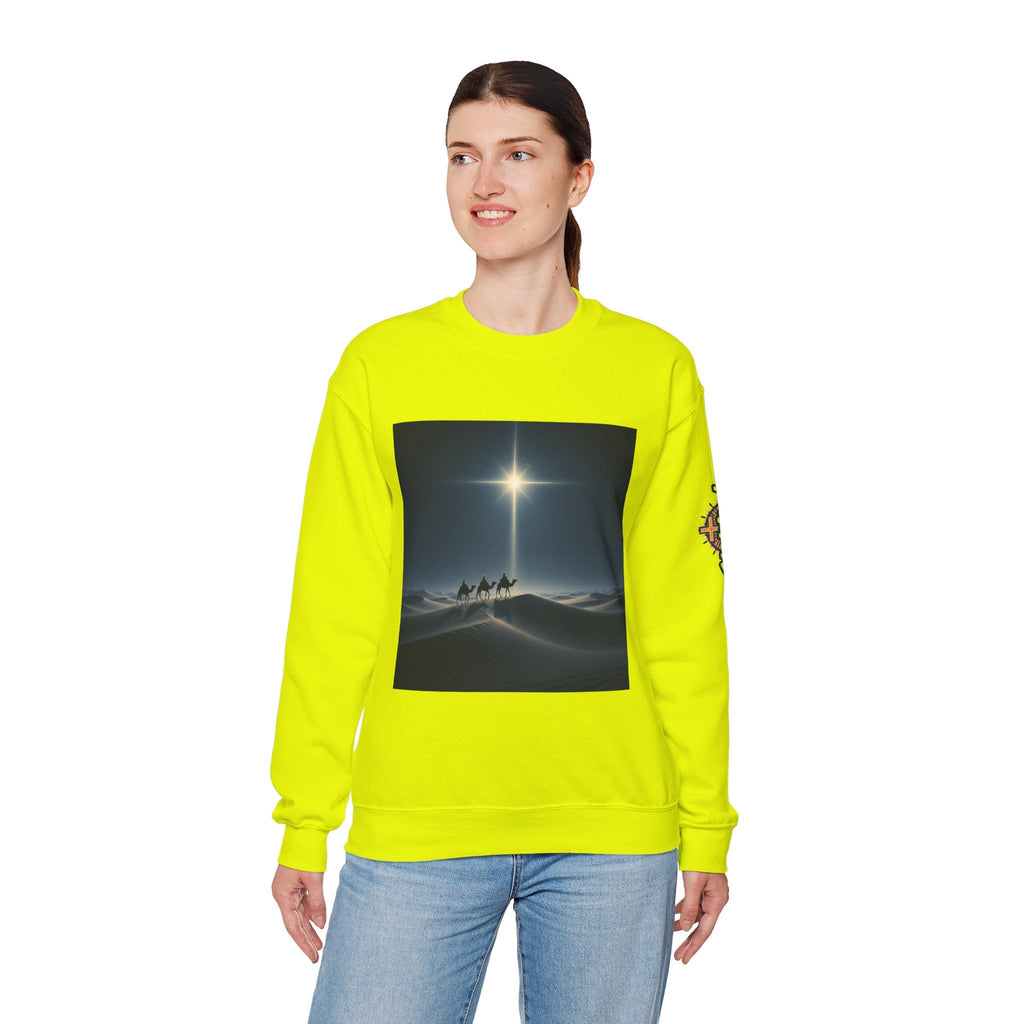3 Wise Men Sweatshirt – Magi Camels Nativity Journey Christian Christmas Sweatshirt for Epiphany Faith & Holy Night Printify