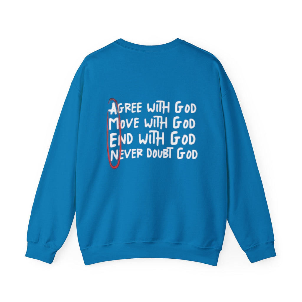AMEN Acronym Sweatshirt – Always Agree with God Move with God End with God Never Doubt God Christian Hoodie for Unwavering Faith Printify