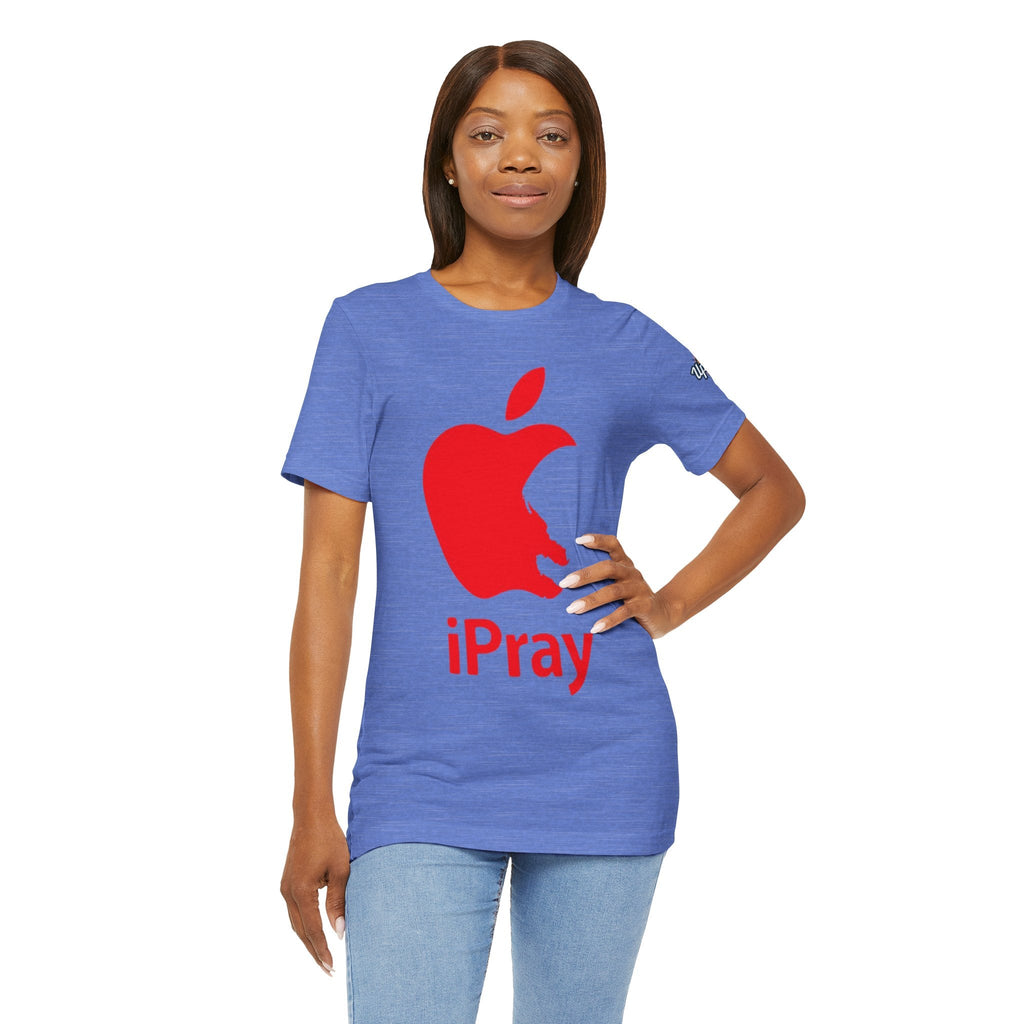 iPray Red Apple Christian T-Shirt — Faith Graphic Tee Printify